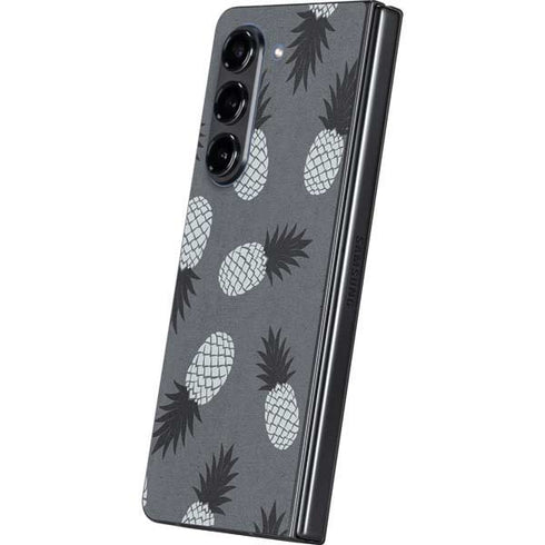 Black and White Pineapples Galaxy Z Fold5 5G Skin